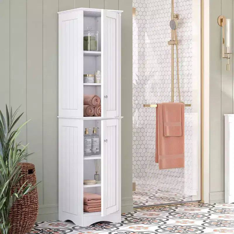 RiverRidge Ashland Armadietto Alto da Bagno a Due Ante con Ripiani Regolabili, Bianco