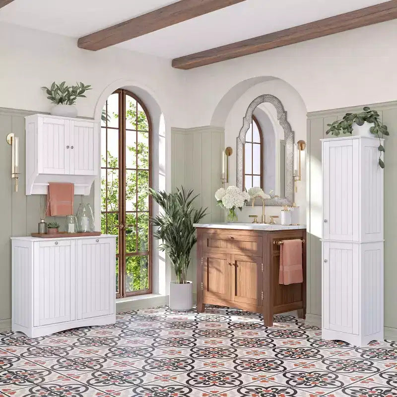 RiverRidge Ashland Armadietto Alto da Bagno a Due Ante con Ripiani Regolabili, Bianco