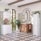 RiverRidge Ashland Armadietto Alto da Bagno a Due Ante con Ripiani Regolabili, Bianco