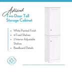 RiverRidge Ashland Armadietto Alto da Bagno a Due Ante con Ripiani Regolabili, Bianco