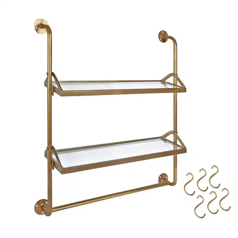 Mensola da parete in metallo Marit 26" x 31" Oro - Kate & Laurel All Things Decor