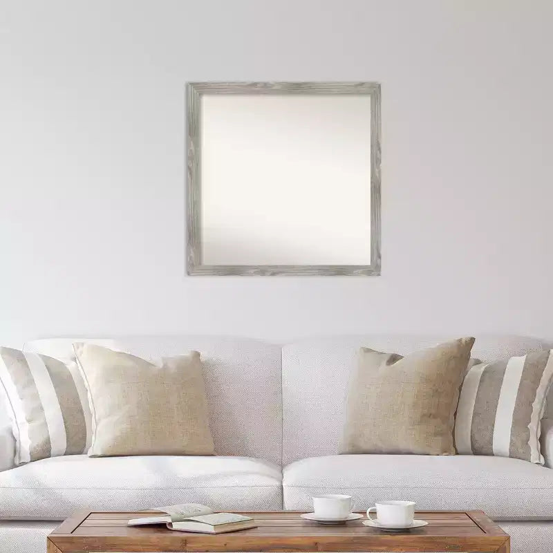 Specchio da parete quadrato Amanti Art 29" x 29" senza smussatura, finitura Grigio Tortora Lavato