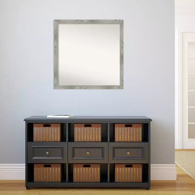 Specchio da parete quadrato Amanti Art 29" x 29" senza smussatura, finitura Grigio Tortora Lavato