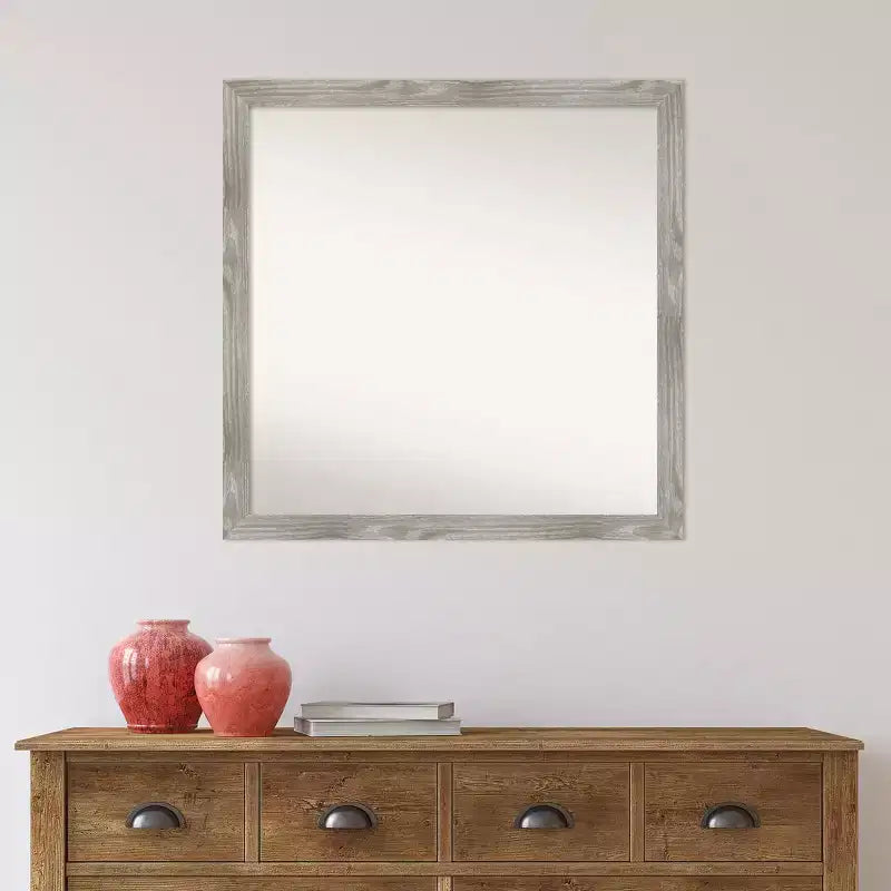 Specchio da parete quadrato Amanti Art 29" x 29" senza smussatura, finitura Grigio Tortora Lavato
