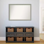 Specchio da parete stretto ed elegante 41"x30" per bagno, finitura peltro - Amanti Art: Hardware di montaggio incluso
