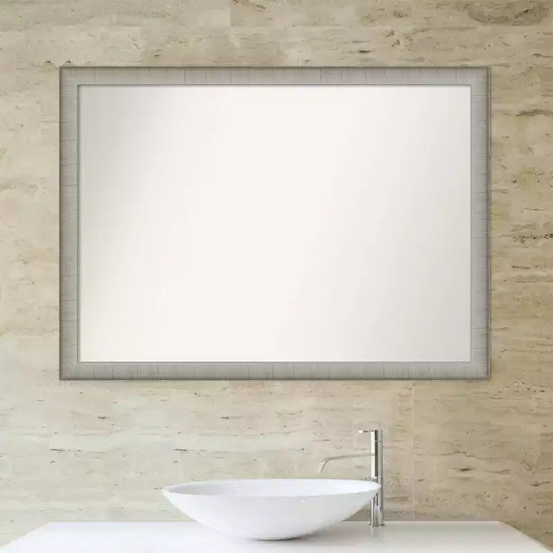Specchio da parete stretto ed elegante 41"x30" per bagno, finitura peltro - Amanti Art: Hardware di montaggio incluso