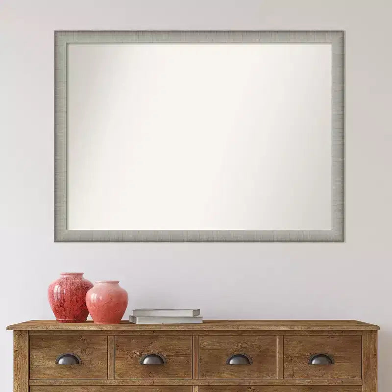 Specchio da parete stretto ed elegante 41"x30" per bagno, finitura peltro - Amanti Art: Hardware di montaggio incluso