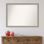Specchio da parete stretto ed elegante 41"x30" per bagno, finitura peltro - Amanti Art: Hardware di montaggio incluso