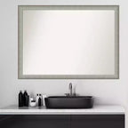 Specchio da parete stretto ed elegante 41"x30" per bagno, finitura peltro - Amanti Art: Hardware di montaggio incluso