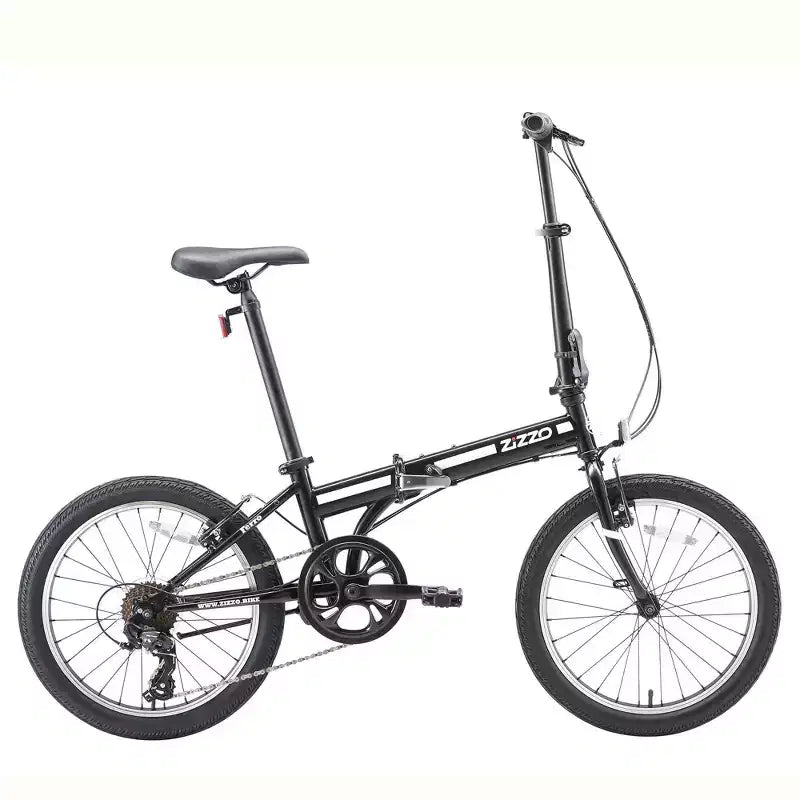 ZiZZO Ferro 7-Speed Steel 20" Folding Bike - Black