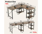 Bestier 47'' L Shaped Computer Desk, Reversible Corner Office Desk with Adjustable Shelves, Writing Study Table for 2 Person Home Office Small Space