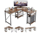 Bestier 47'' L Shaped Computer Desk, Reversible Corner Office Desk with Adjustable Shelves, Writing Study Table for 2 Person Home Office Small Space