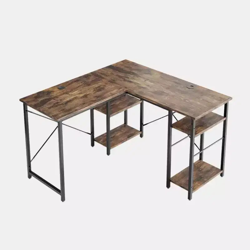 Bestier 47'' L Shaped Computer Desk, Reversible Corner Office Desk with Adjustable Shelves, Writing Study Table for 2 Person Home Office Small Space
