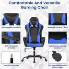 BestMassage Gaming Chair High-Back Office Chair with Lumbar Support Massage Function and PU Leather Rolling Swivel Chair for Adults and Teens