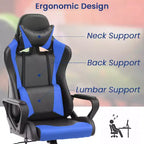 BestMassage Gaming Chair High-Back Office Chair with Lumbar Support Massage Function and PU Leather Rolling Swivel Chair for Adults and Teens
