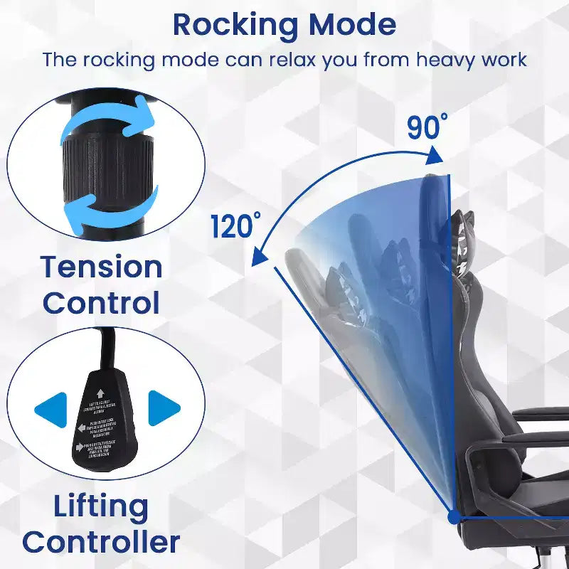 BestMassage Gaming Chair High-Back Office Chair with Lumbar Support Massage Function and PU Leather Rolling Swivel Chair for Adults and Teens
