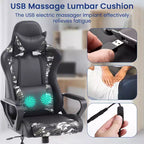 BestMassage Gaming Chair High-Back Office Chair with Lumbar Support Massage Function and PU Leather Rolling Swivel Chair for Adults and Teens