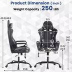 BestMassage Gaming Chair High-Back Office Chair with Lumbar Support Massage Function and PU Leather Rolling Swivel Chair for Adults and Teens