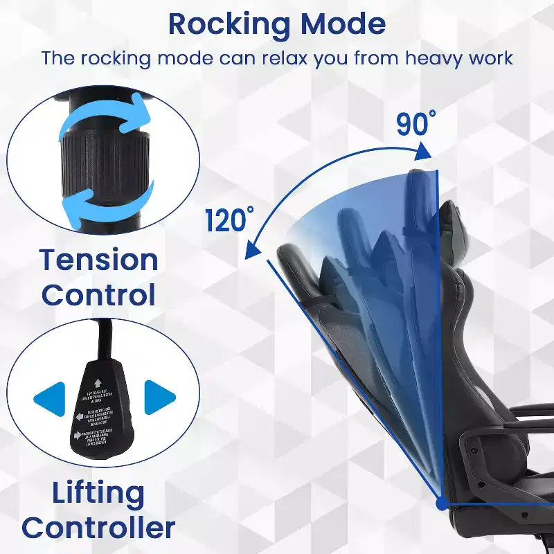 BestMassage Gaming Chair High-Back Office Chair with Lumbar Support Massage Function and PU Leather Rolling Swivel Chair for Adults and Teens