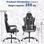 BestMassage Gaming Chair High-Back Office Chair with Lumbar Support Massage Function and PU Leather Rolling Swivel Chair for Adults and Teens