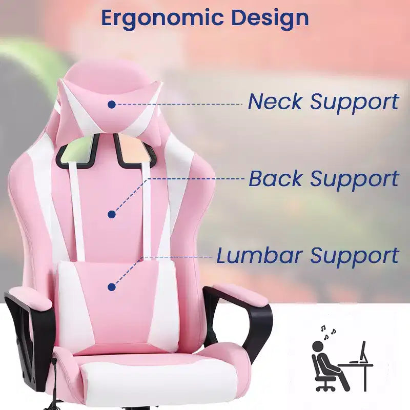 BestMassage Gaming Chair High-Back Office Chair with Lumbar Support Massage Function and PU Leather Rolling Swivel Chair for Adults and Teens