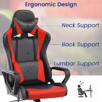 BestMassage Gaming Chair High-Back Office Chair with Lumbar Support Massage Function and PU Leather Rolling Swivel Chair for Adults and Teens