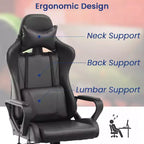BestMassage Gaming Chair High-Back Office Chair with Lumbar Support Massage Function and PU Leather Rolling Swivel Chair for Adults and Teens
