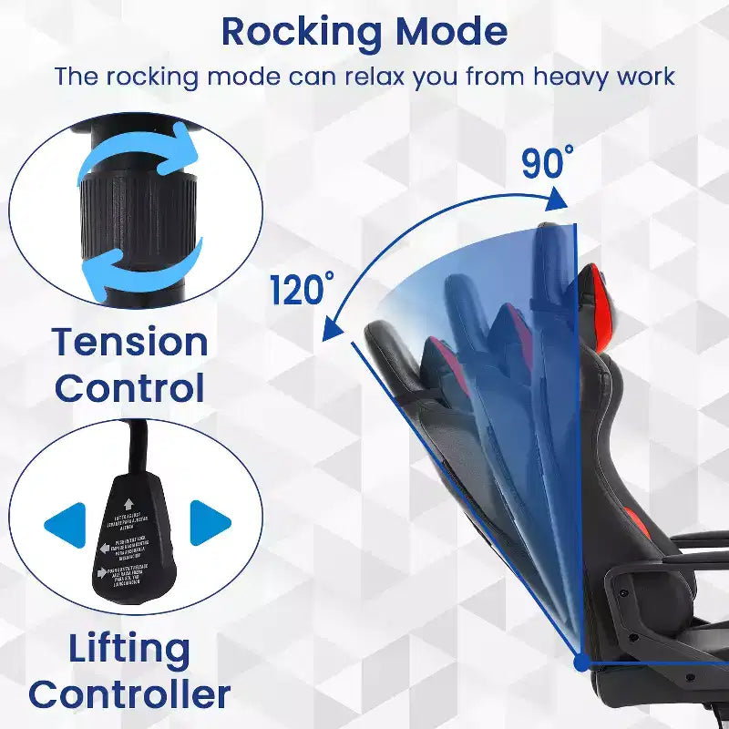 BestMassage Gaming Chair High-Back Office Chair with Lumbar Support Massage Function and PU Leather Rolling Swivel Chair for Adults and Teens
