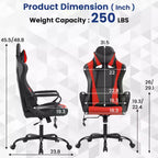 BestMassage Gaming Chair High-Back Office Chair with Lumbar Support Massage Function and PU Leather Rolling Swivel Chair for Adults and Teens