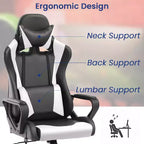 BestMassage Gaming Chair High-Back Office Chair with Lumbar Support Massage Function and PU Leather Rolling Swivel Chair for Adults and Teens