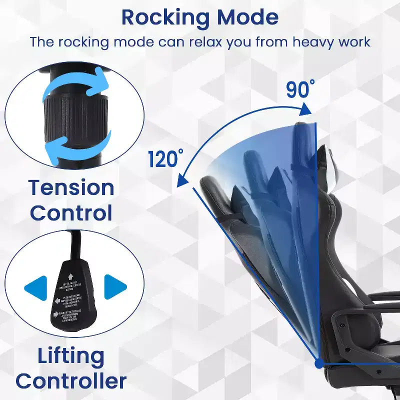 BestMassage Gaming Chair High-Back Office Chair with Lumbar Support Massage Function and PU Leather Rolling Swivel Chair for Adults and Teens