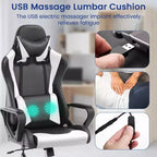 BestMassage Gaming Chair High-Back Office Chair with Lumbar Support Massage Function and PU Leather Rolling Swivel Chair for Adults and Teens