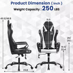 BestMassage Gaming Chair High-Back Office Chair with Lumbar Support Massage Function and PU Leather Rolling Swivel Chair for Adults and Teens
