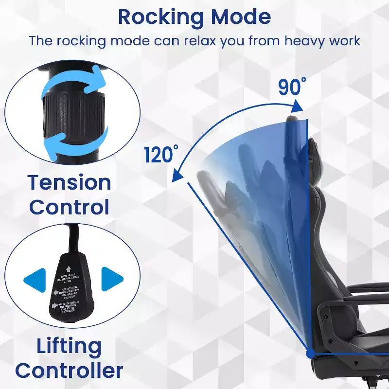 BestMassage Gaming Chair High-Back Office Chair with Lumbar Support Massage Function and PU Leather Rolling Swivel Chair for Adults and Teens