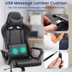 BestMassage Gaming Chair High-Back Office Chair with Lumbar Support Massage Function and PU Leather Rolling Swivel Chair for Adults and Teens