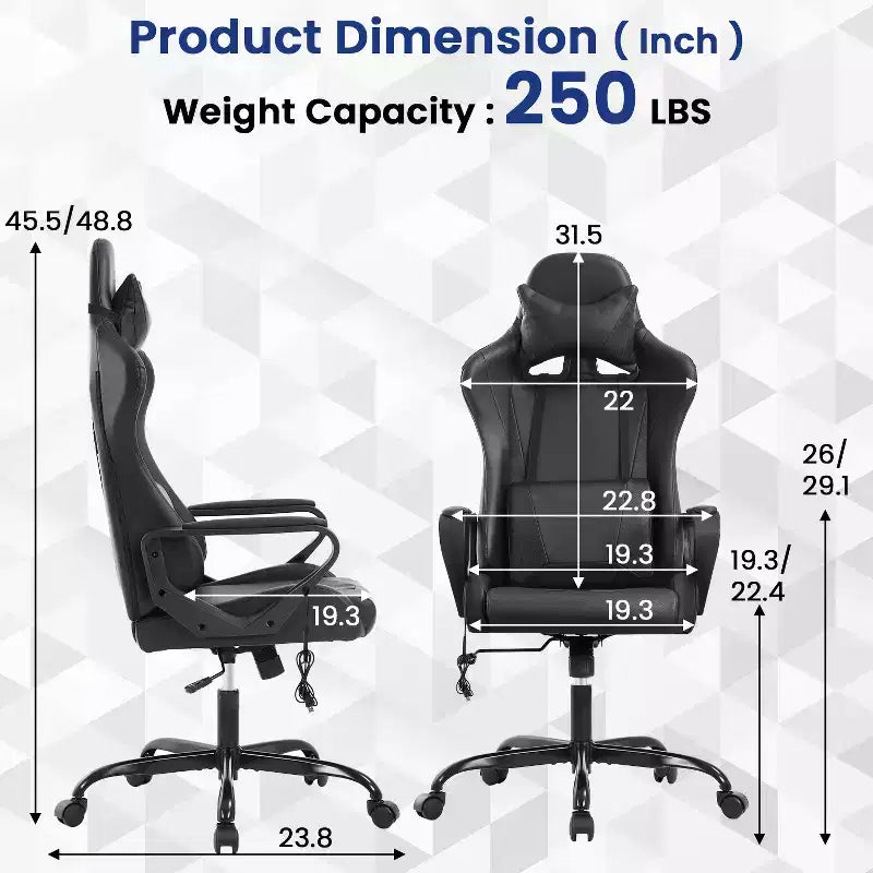 BestMassage Gaming Chair High-Back Office Chair with Lumbar Support Massage Function and PU Leather Rolling Swivel Chair for Adults and Teens