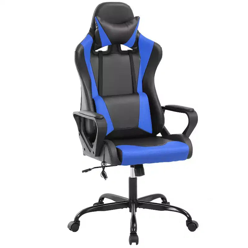 BestMassage Gaming Chair High-Back Office Chair with Lumbar Support Massage Function and PU Leather Rolling Swivel Chair for Adults and Teens