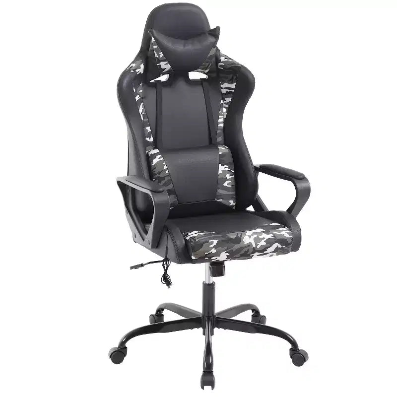 BestMassage Gaming Chair High-Back Office Chair with Lumbar Support Massage Function and PU Leather Rolling Swivel Chair for Adults and Teens