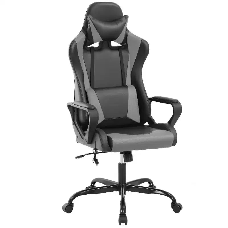 BestMassage Gaming Chair High-Back Office Chair with Lumbar Support Massage Function and PU Leather Rolling Swivel Chair for Adults and Teens