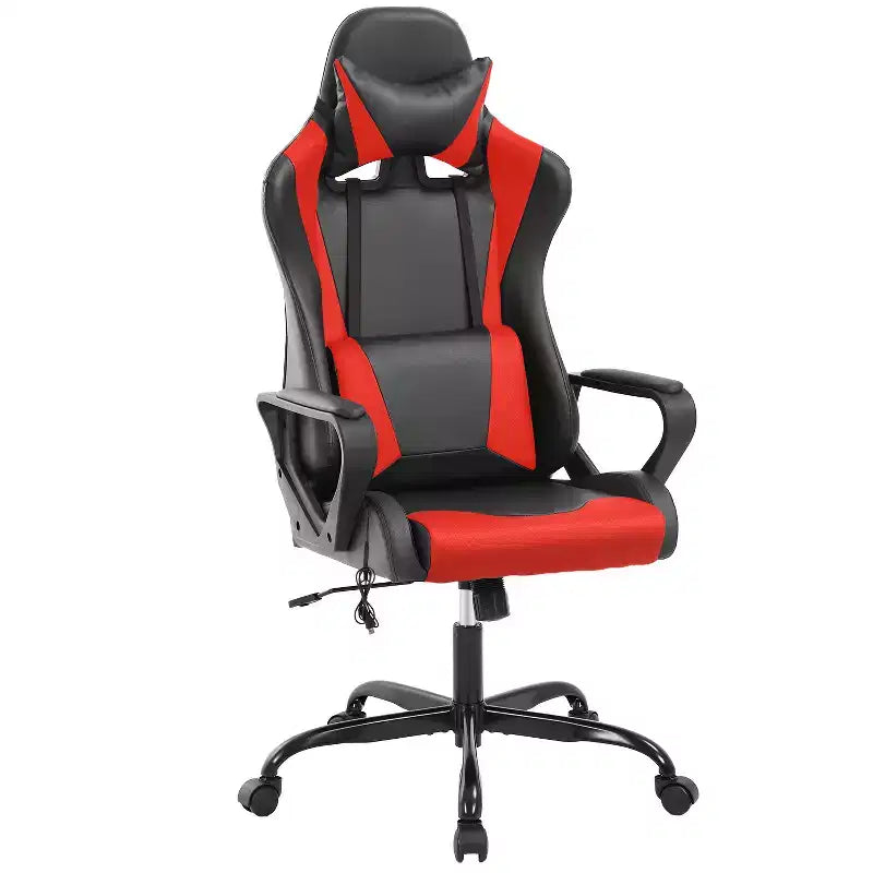 BestMassage Gaming Chair High-Back Office Chair with Lumbar Support Massage Function and PU Leather Rolling Swivel Chair for Adults and Teens