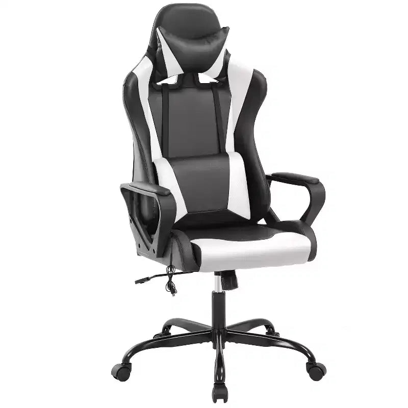 BestMassage Gaming Chair High-Back Office Chair with Lumbar Support Massage Function and PU Leather Rolling Swivel Chair for Adults and Teens