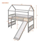Letto a soppalco/a casetta Whisen 79.5L x 41.8W moderno, dimensione doppia, con scivolo