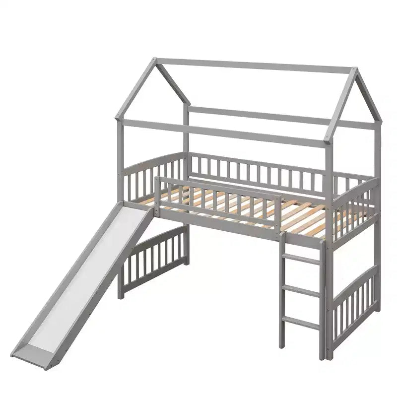 Letto a soppalco/a casetta Whisen 79.5L x 41.8W moderno, dimensione doppia, con scivolo