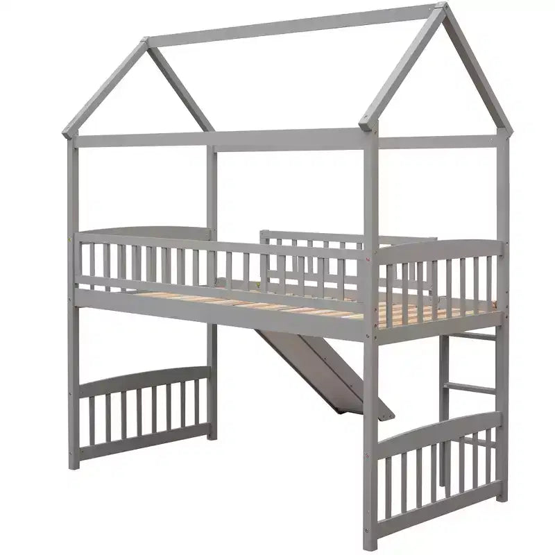 Letto a soppalco/a casetta Whisen 79.5L x 41.8W moderno, dimensione doppia, con scivolo