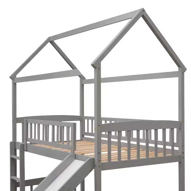 Letto a soppalco/a casetta Whisen 79.5L x 41.8W moderno, dimensione doppia, con scivolo