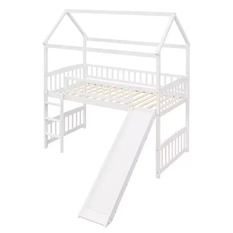 Letto a soppalco/a casetta Whisen 79.5L x 41.8W moderno, dimensione doppia, con scivolo