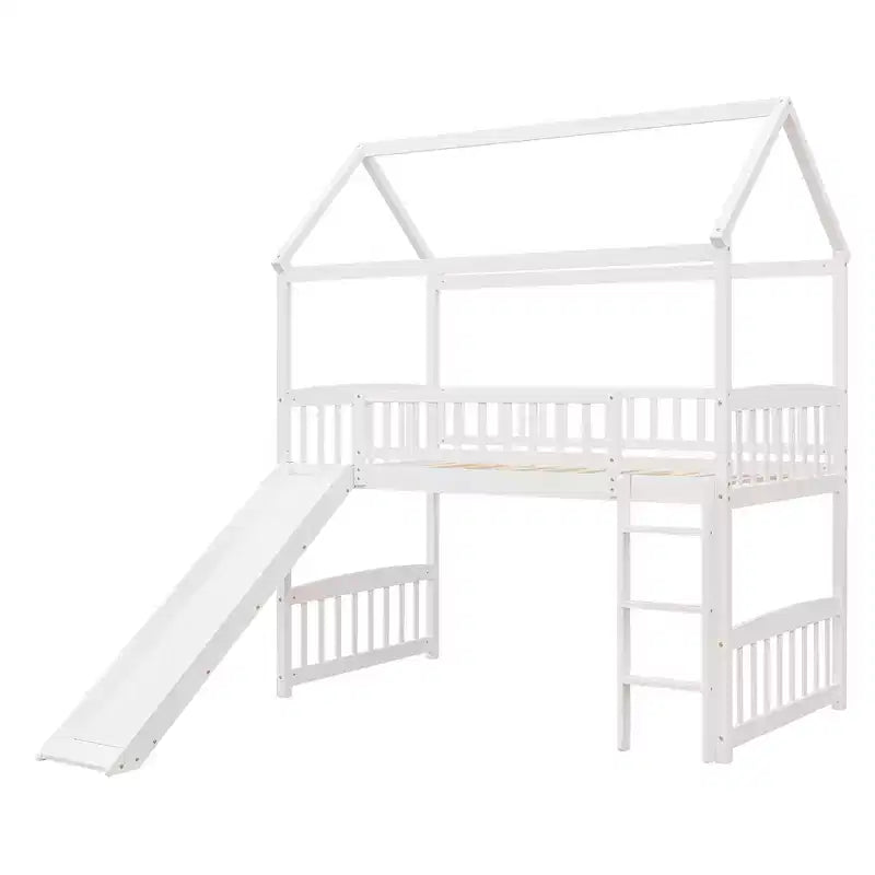 Letto a soppalco/a casetta Whisen 79.5L x 41.8W moderno, dimensione doppia, con scivolo