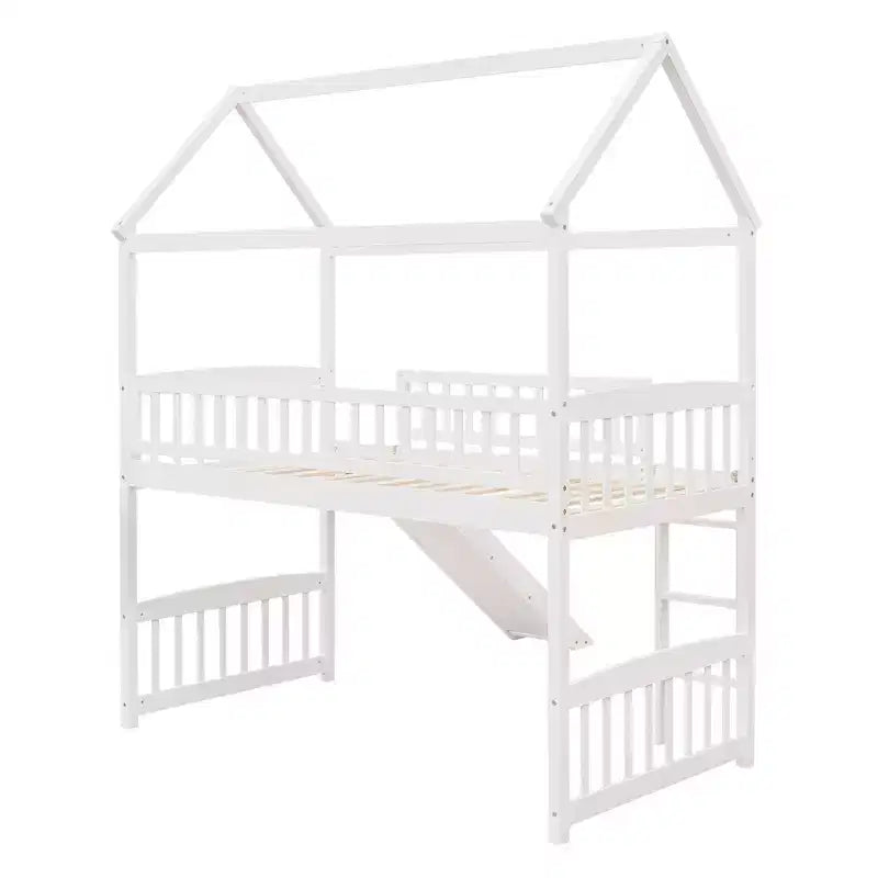 Letto a soppalco/a casetta Whisen 79.5L x 41.8W moderno, dimensione doppia, con scivolo