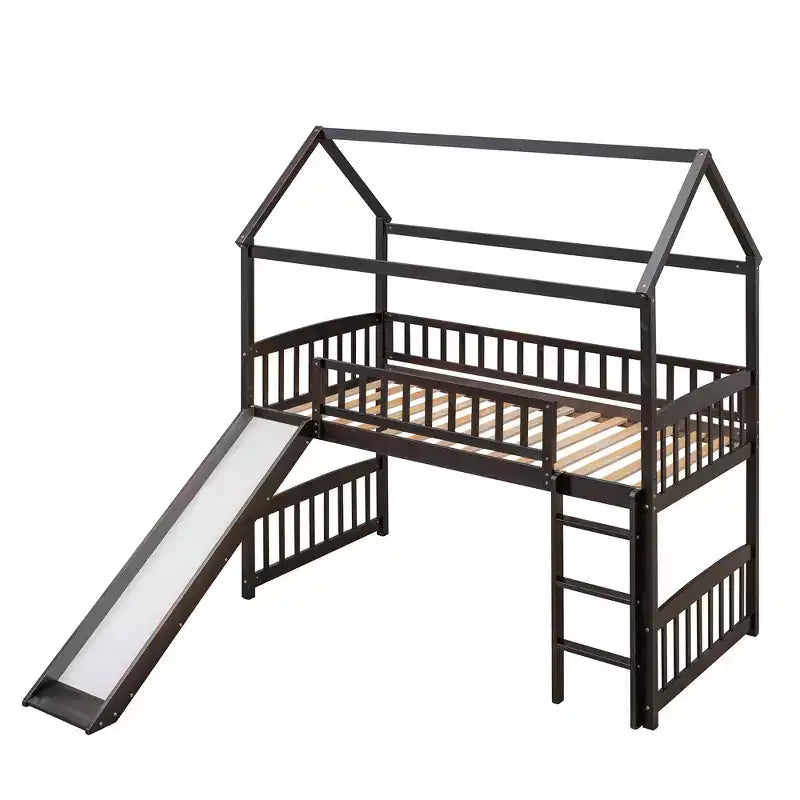 Letto a soppalco/a casetta Whisen 79.5L x 41.8W moderno, dimensione doppia, con scivolo