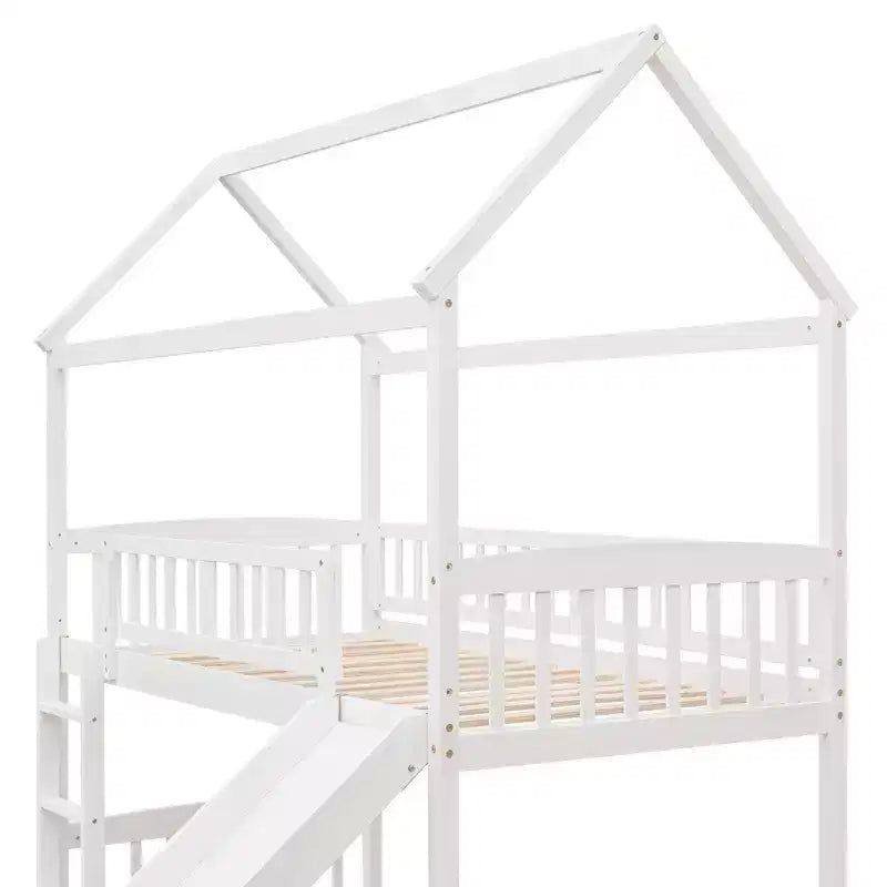 Letto a soppalco/a casetta Whisen 79.5L x 41.8W moderno, dimensione doppia, con scivolo